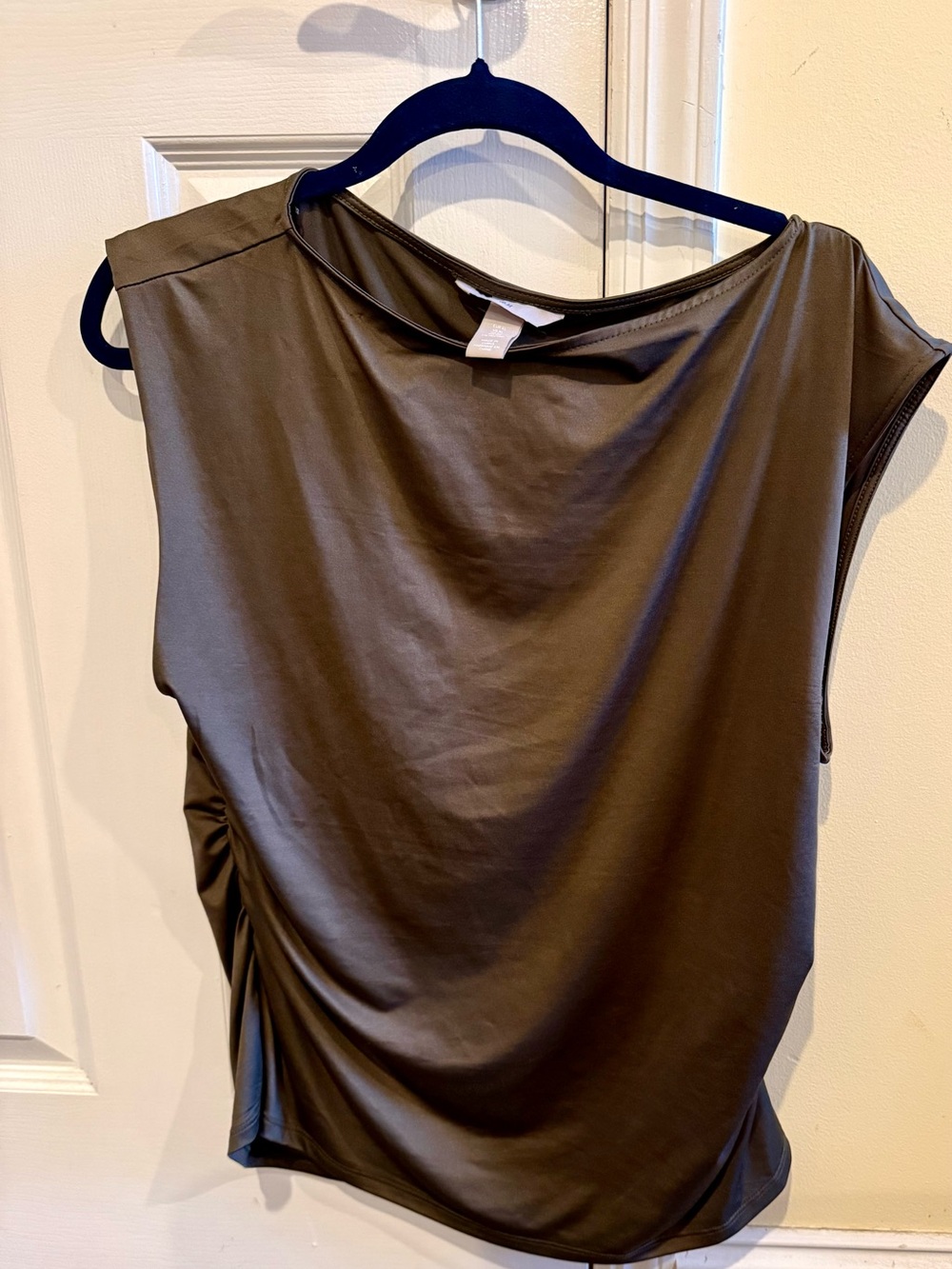 H&M Sleeveless Olive Green Draped Women's Dress Top
